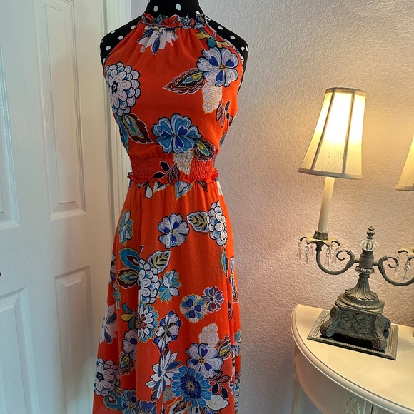 Josie Floral Halter Handkerchief Dress - Picture 1 of 4